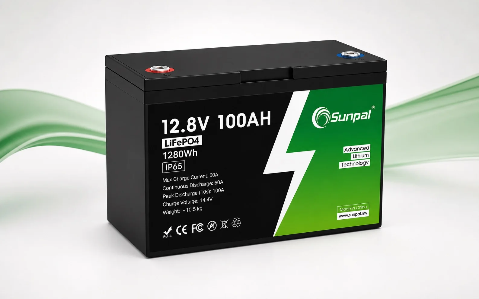 Sunpal 12V 100Ah LiFePO4 lithium battery