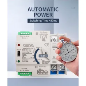 GEYA W2R ATS 2P Automatic Transfer Switch Uninterrupted Power Controller Selector Switches 63A 100A 220V