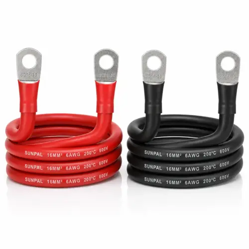 Sunpal 16mm 6awg 200 C Silicone Battery Cable 30cm 50cm Heavy Duty M8 Terminal 2
