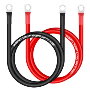Sunpal 16MM² (6AWG) 200°C Silicone Battery Cable – 30cm / 50cm Heavy Duty M8 Terminal