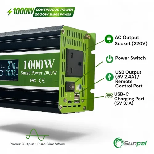 Sunpal 1000W 12V Pure Sine Wave Inverter Malaysia 220V AC