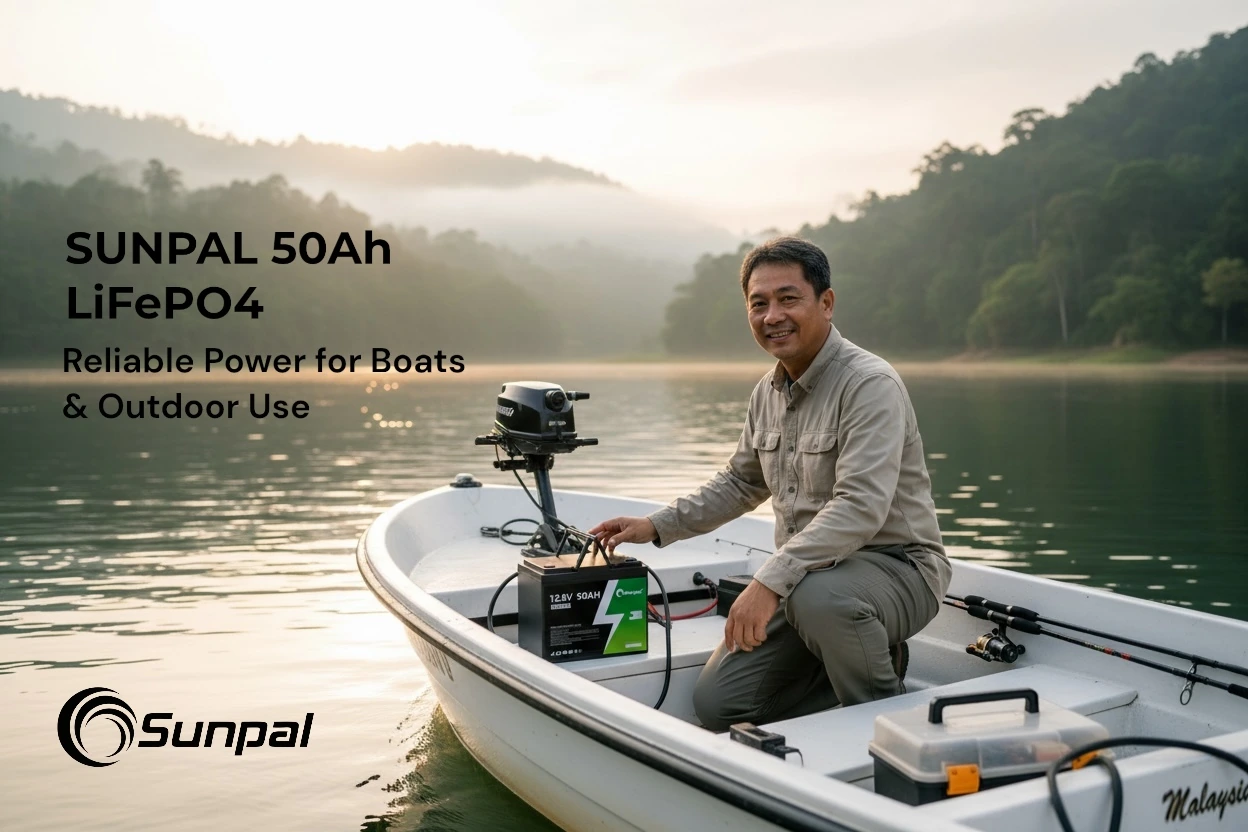 Sunpal 12V 50Ah LiFePO4 Lithium Battery Deep Cycle Smart BMS Malaysia