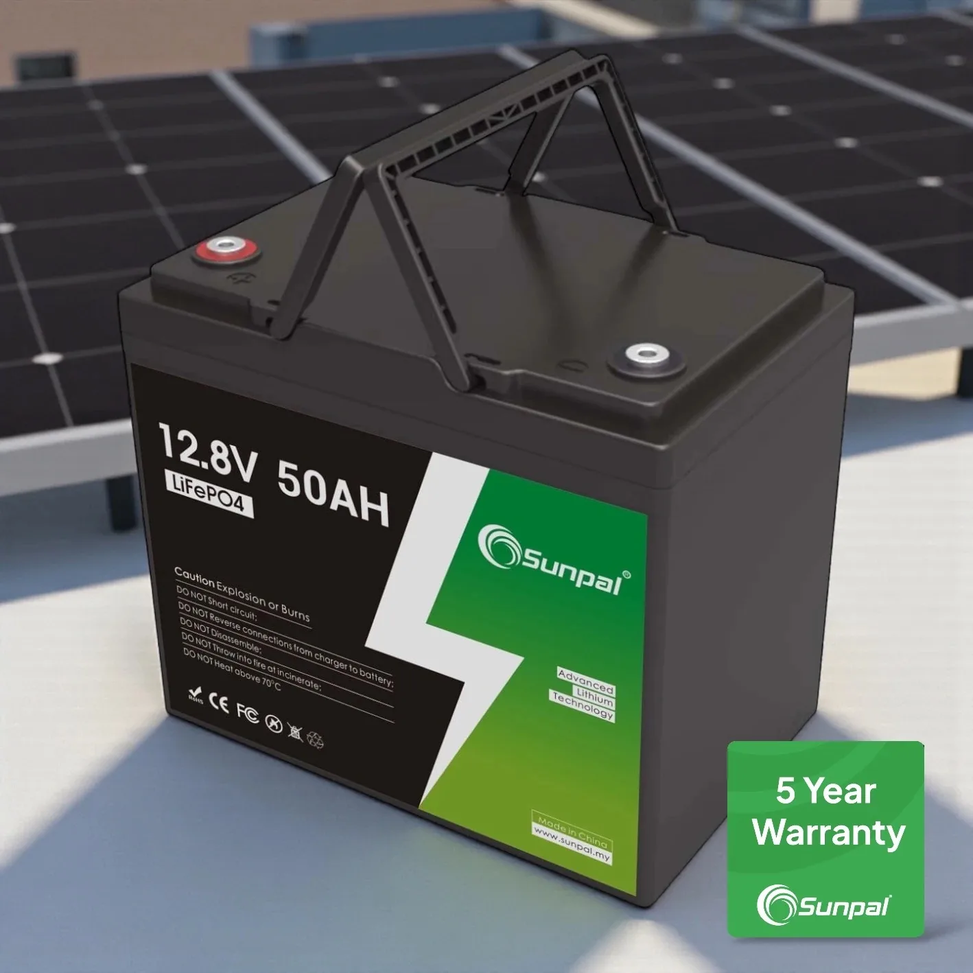 Sunpal 12V 50Ah LiFePO4 Lithium Battery Deep Cycle Smart BMS Malaysia
