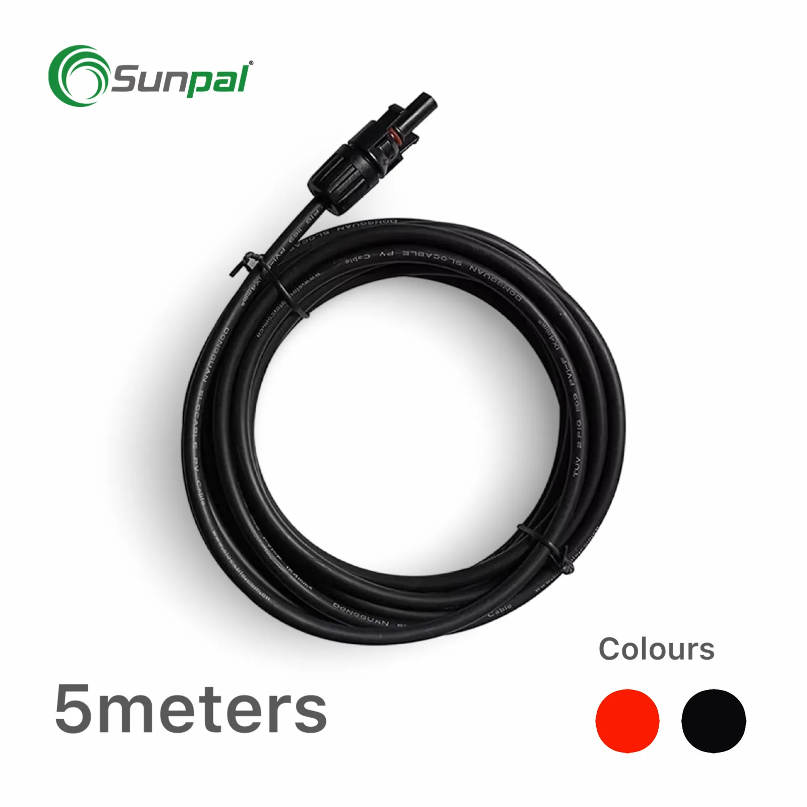 Sunpal 4mm Pure Copper Black Solar Panel Cable With Connector 5 Meters