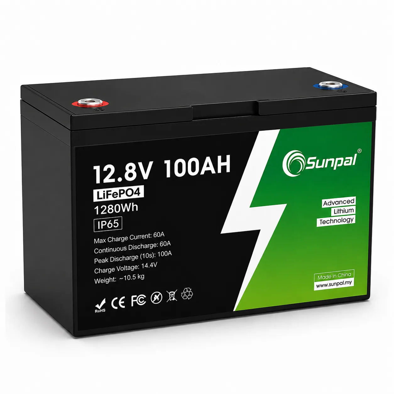 Sunpal 12V 100Ah LiFePO4 Lithium Battery Deep Cycle Smart BMS Malaysia