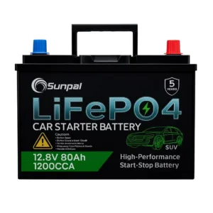 Sunpal 12V 80Ah LiFePO4 Lithium Car Battery – 1200CCA High Performance Starter Battery