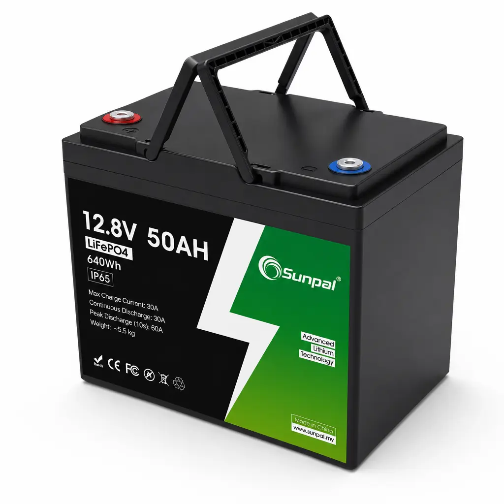 Sunpal 12v 50ah Lifepo4 Lithium Battery Deep Cycle Smart Bms 2