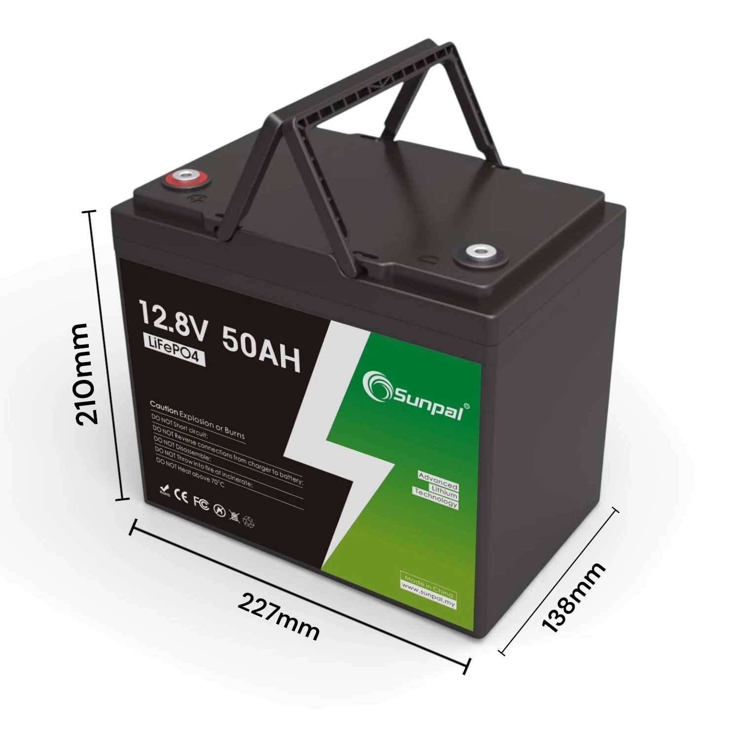 Sunpal 12V 50Ah LiFePO4 Lithium Battery Deep Cycle Smart BMS Malaysia