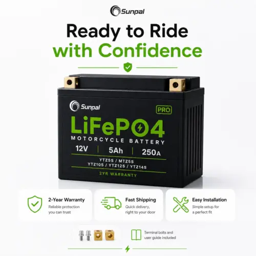 Sunpal LiFePO4 Pro Motorcycle Battery 12V 5Ah Ytz5s Replacement Fits Ytz10s Ytz12s Ytz14s Malaysia
