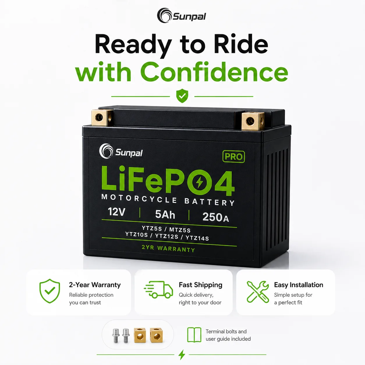 Sunpal LiFePO4 Pro Motorcycle Battery 12V 5Ah Ytz5s Replacement Fits Ytz10s Ytz12s Ytz14s Malaysia