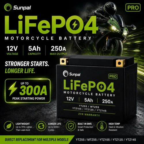 Sunpal LiFePO4 Pro Motorcycle Battery 12V 5Ah Ytz5s Replacement Fits Ytz10s Ytz12s Ytz14s Malaysia