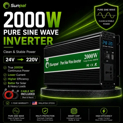 Sunpal 2000W 24V Pure Sine Wave Inverter Malaysia 220V AC