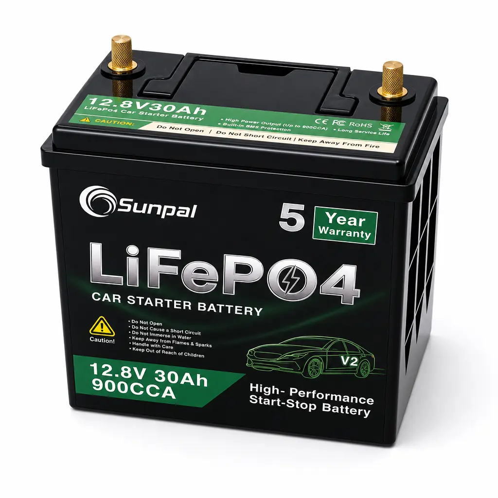Sunpal 12v 30ah Lifepo4 Lithium Car Battery 900cca Main Image